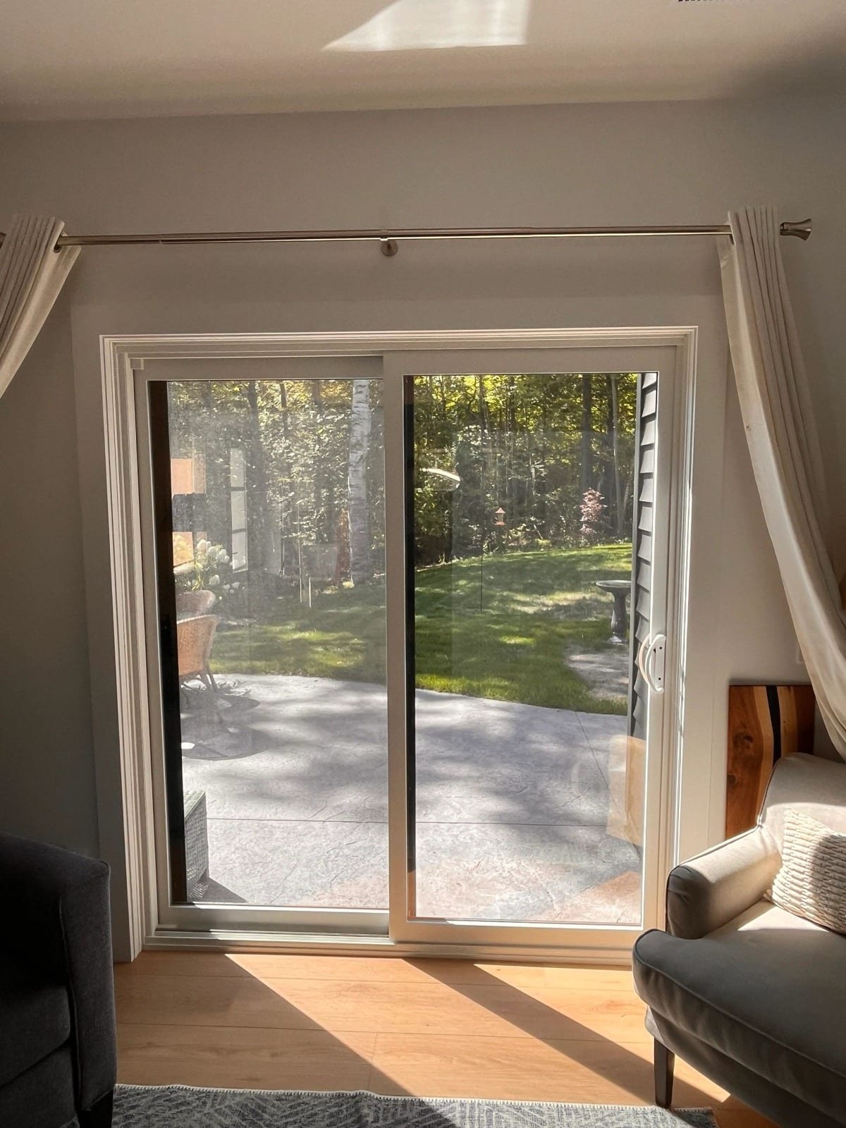 Freshly filmed patio door, clean and streak-free
